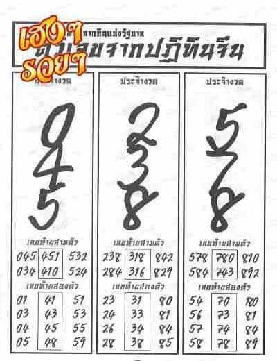 เลขเด็ดปฎิทินจีน 1/2/63